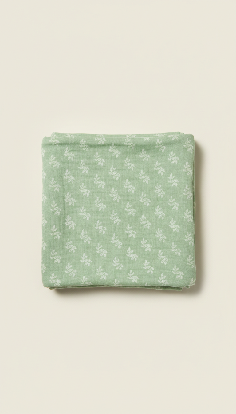 Sprout green soft patterned muslin swaddle